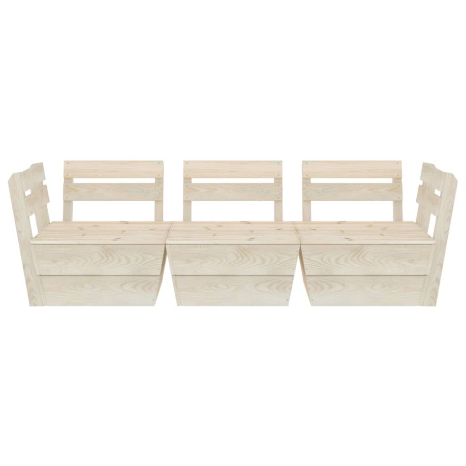Sofá de palés para jardín 3 plazas madera de abeto