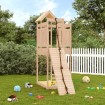 Parque infantil con pared de escalada madera maciza de pino