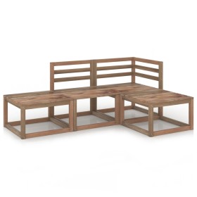 Muebles de jardín 4 pzas cojines madera pino impregnada