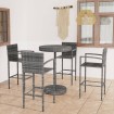 Muebles de bar de jardín 5 piezas ratán sintético gris