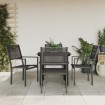 Juego de comedor para jardín 5 piezas acero y textilene negro