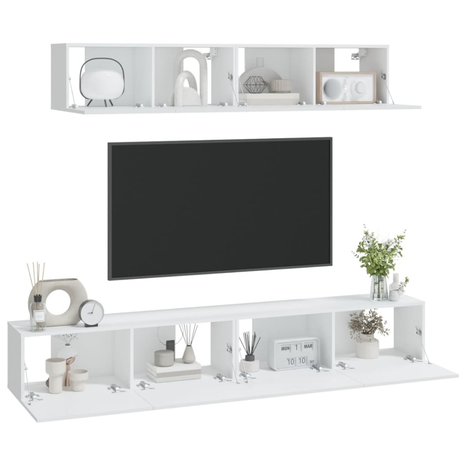 Set de muebles para TV 4 piezas madera contrachapada