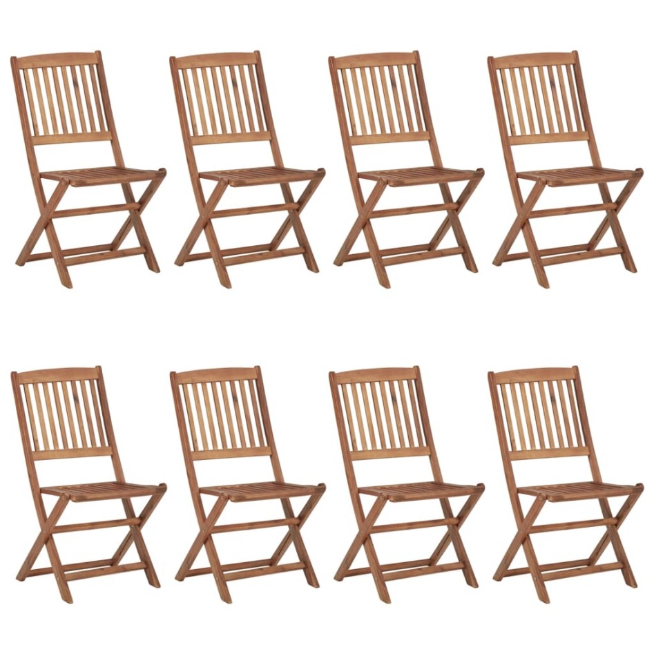 Sillas de exterior plegables 8 uds madera maciza
