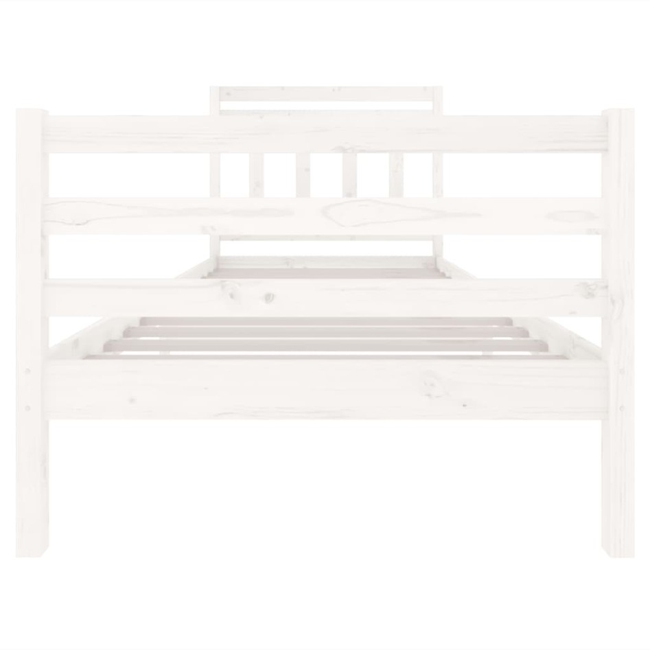 Estructura de cama madera maciza blanca 90x200