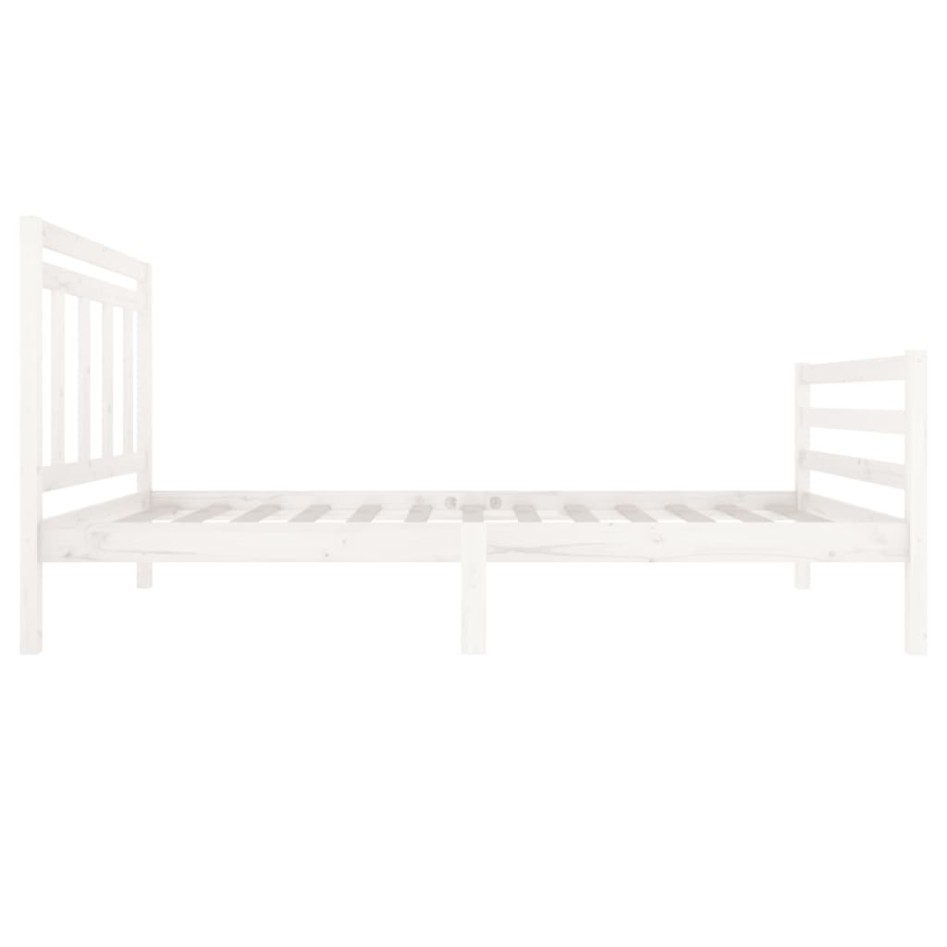 Estructura de cama madera maciza blanca 90x200