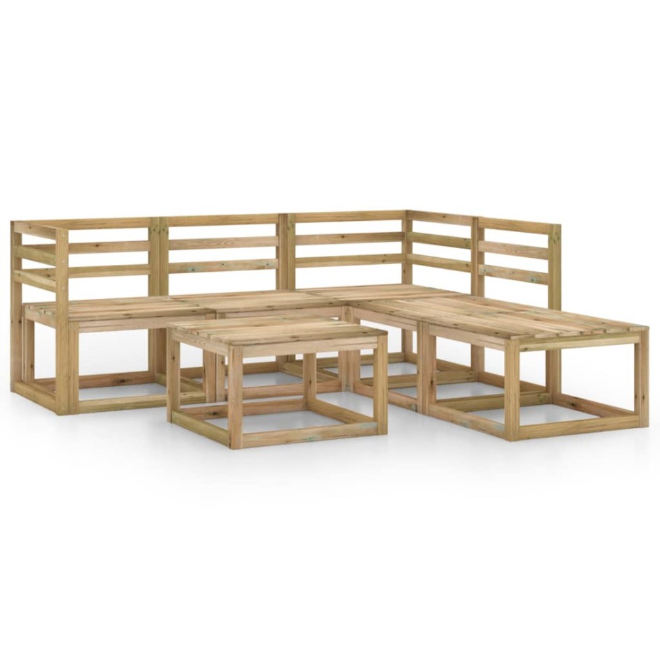 Set de muebles de jardín 6 pzas madera de pino impregnada