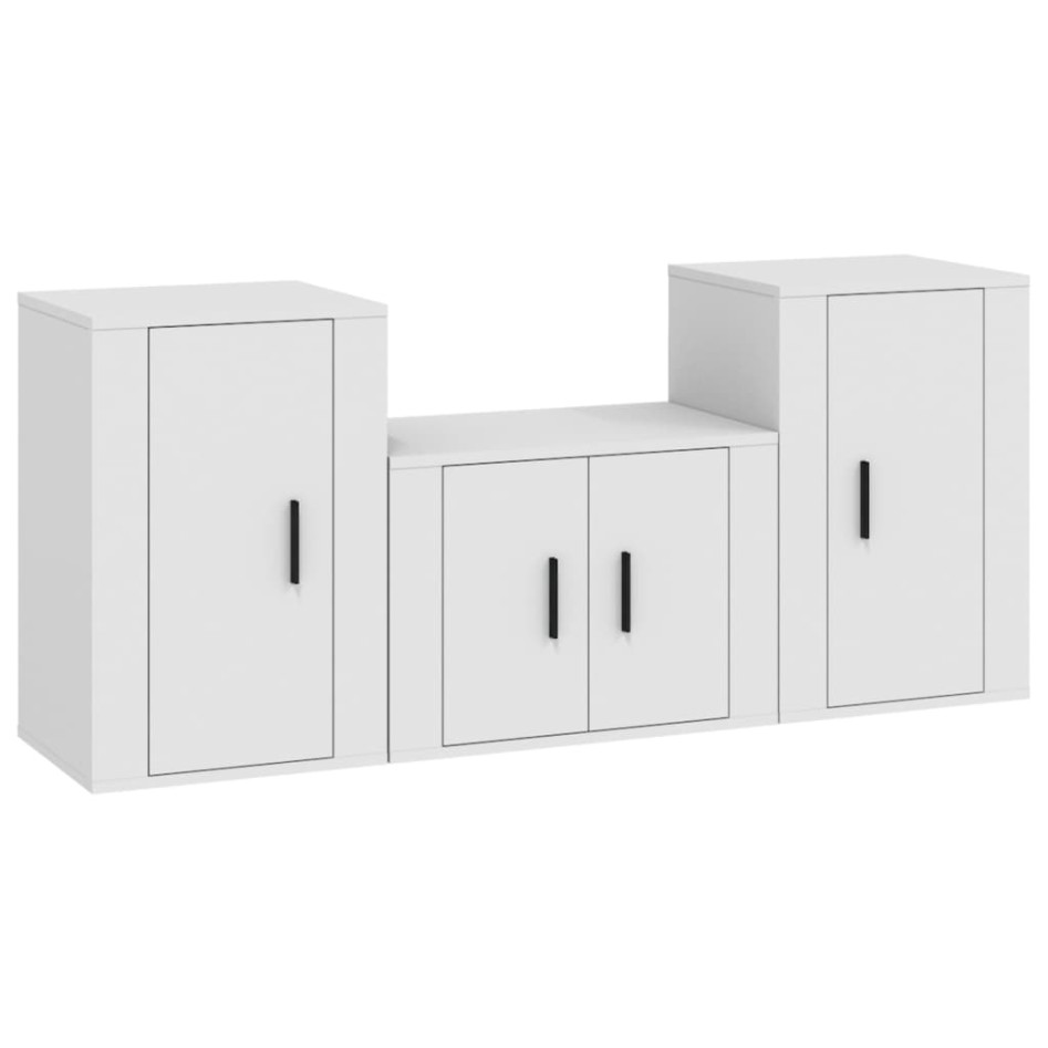 Set de muebles de TV 3 piezas madera contrachapada
