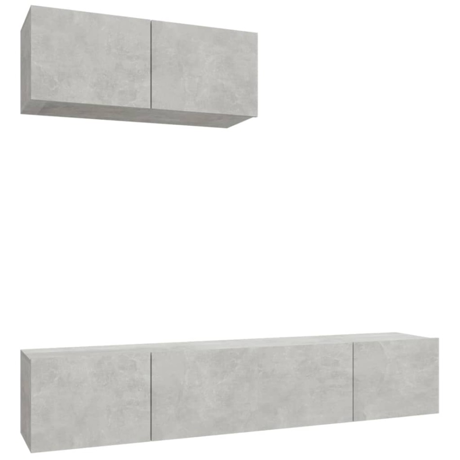 Set de muebles de TV 3 pzas madera contrachapada gris