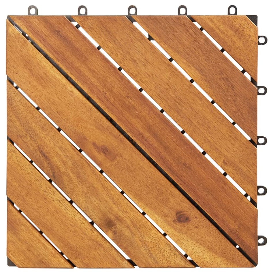 Baldosas de porche de madera de acacia 20 pzas marrón 30x30