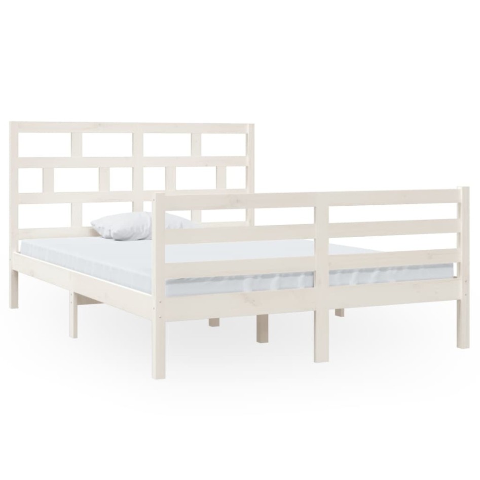Estructura de cama de madera maciza de pino blanco 140x200