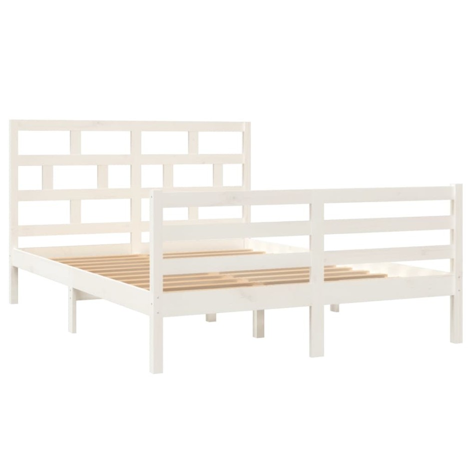 Estructura de cama de madera maciza de pino blanco 140x200