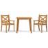 Juego de comedor de jardín 3 piezas madera maciza de