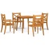 Juego de comedor de jardín 5 piezas madera maciza de
