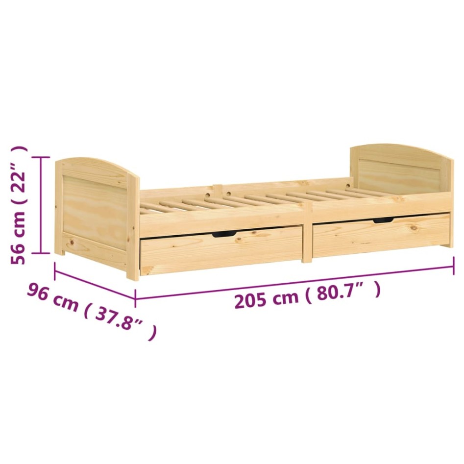 Sofá cama con 2 cajones madera maciza pino IRUN