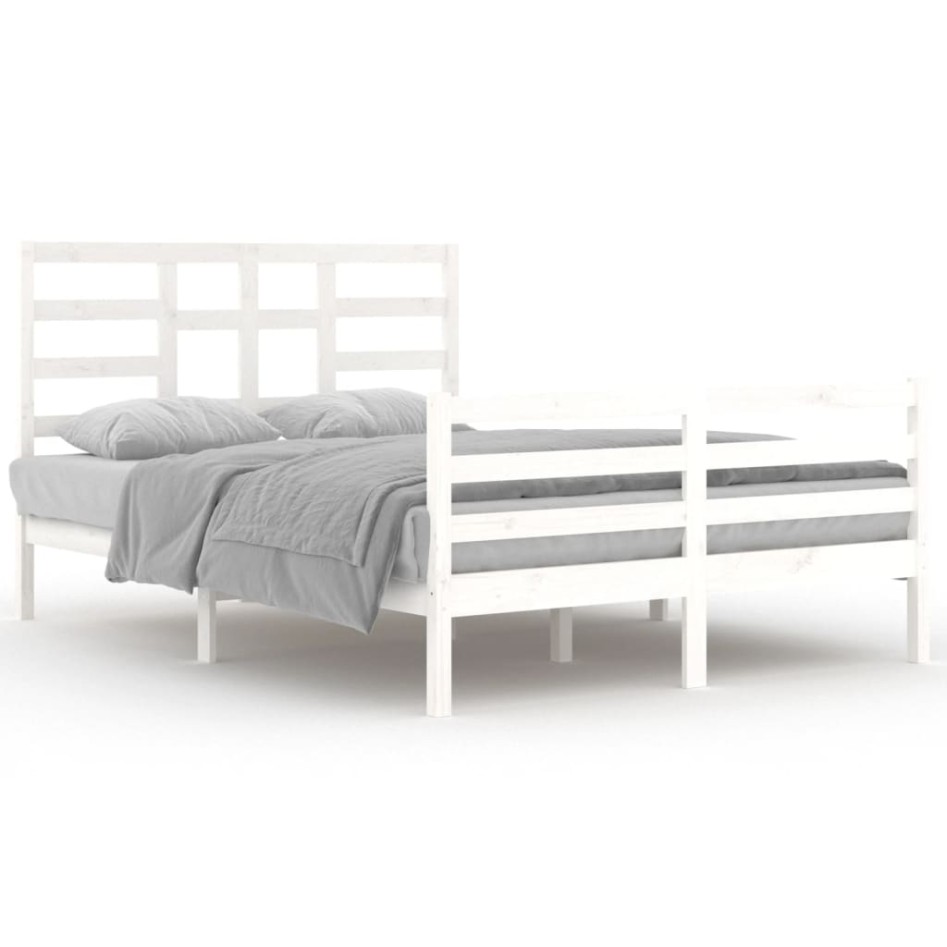 Estructura de cama de madera maciza blanca 140x200