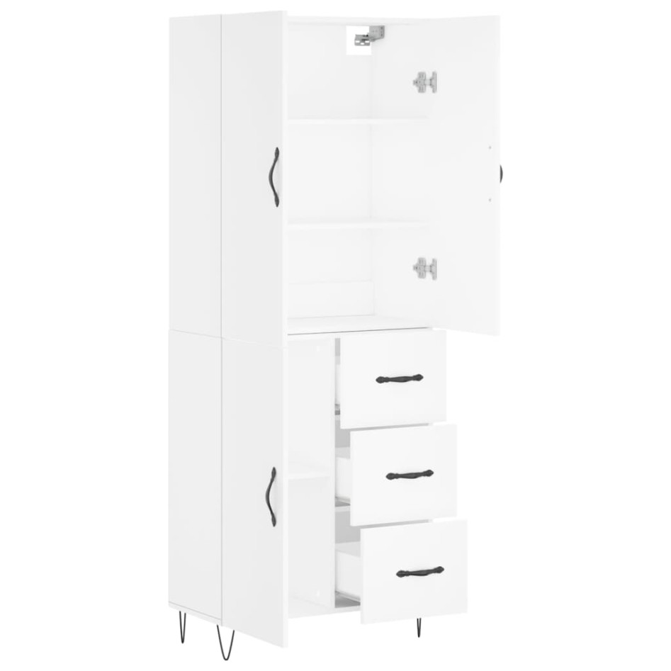 Aparador alto madera contrachapada blanco 69,5x34x180