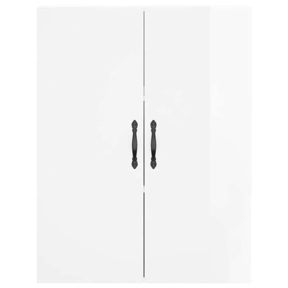 Aparador alto madera contrachapada blanco brillo 69,5x34x180