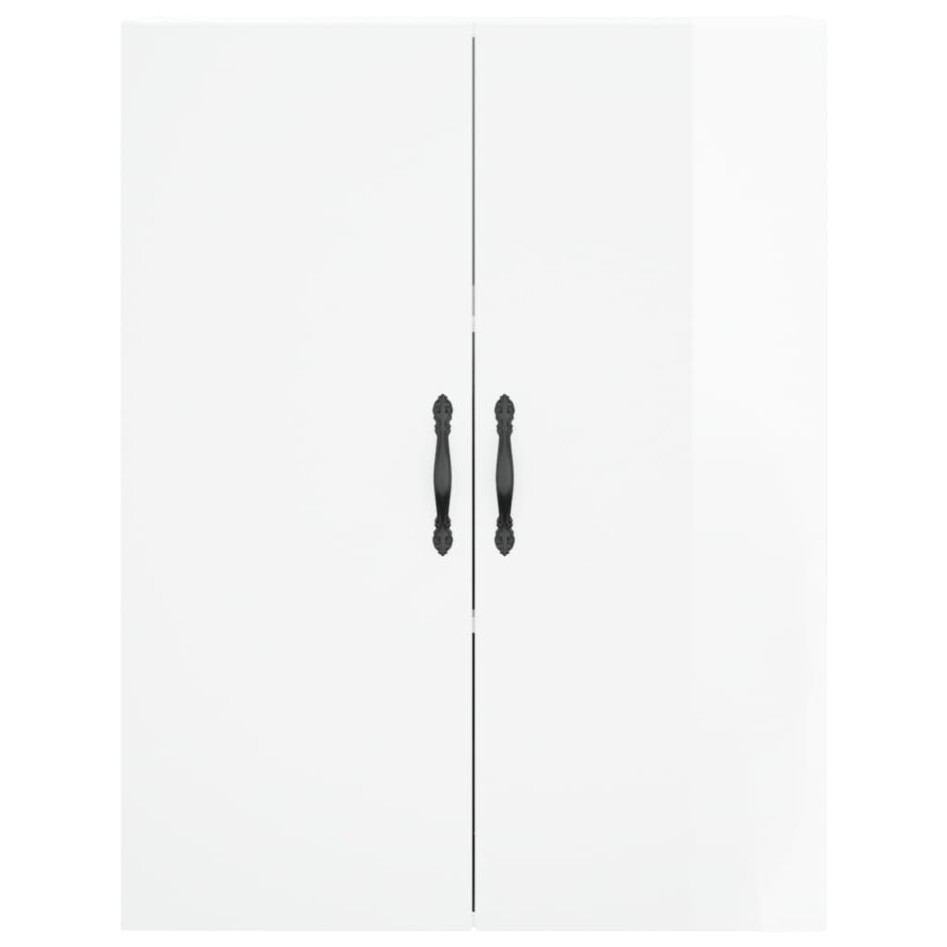 Aparador alto madera contrachapada blanco brillo 69,5x34x180