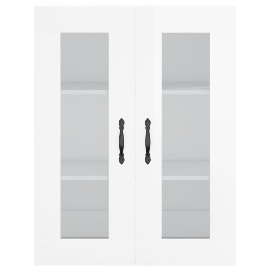 Aparador alto madera contrachapada blanco brillo 69,5x34x180