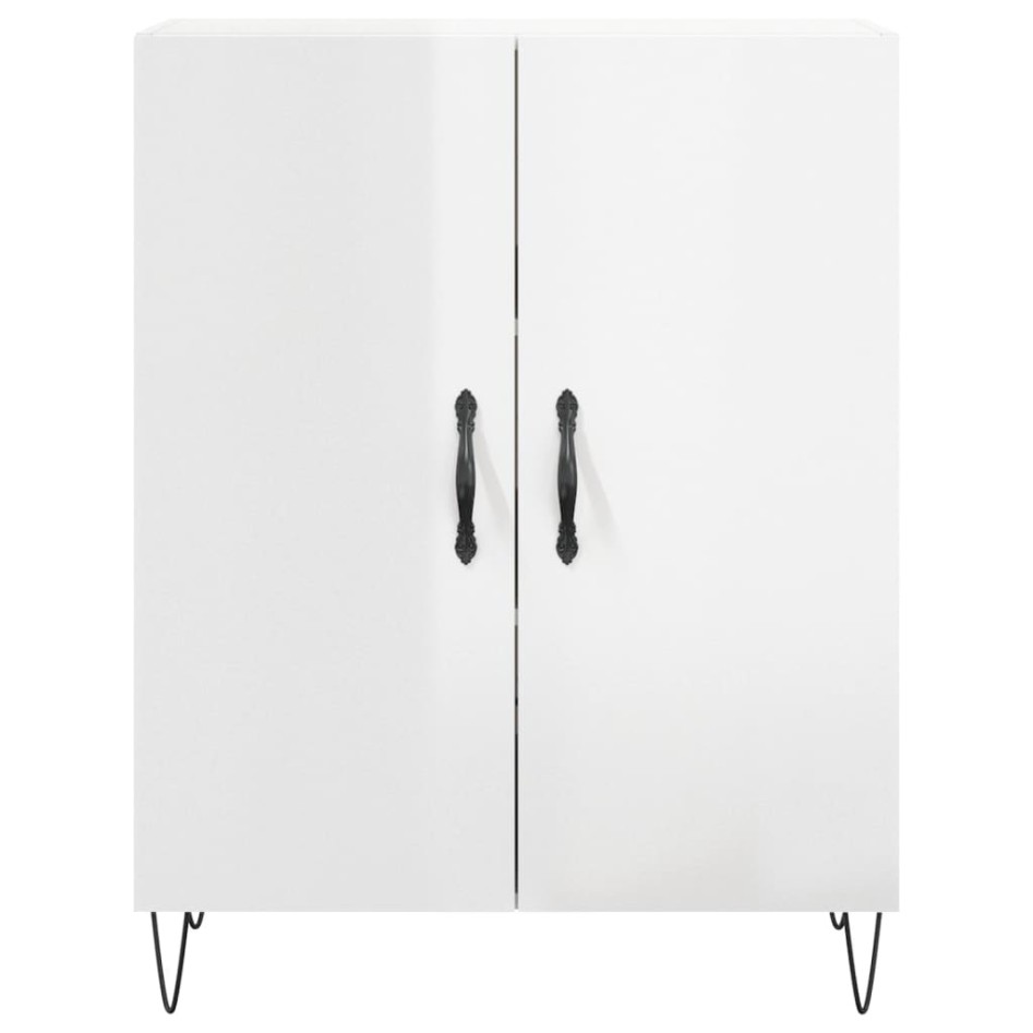 Aparador alto madera contrachapada blanco brillo 69,5x34x180