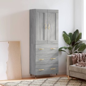 Aparador alto madera contrachapada gris sonoma 69,5x34x180