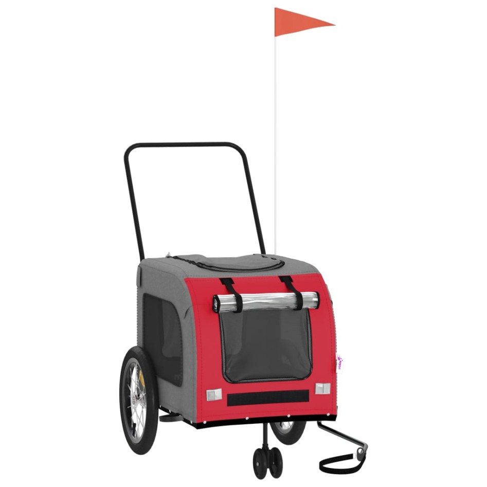 Remolque de bicicleta mascotas hierro tela Oxford rojo