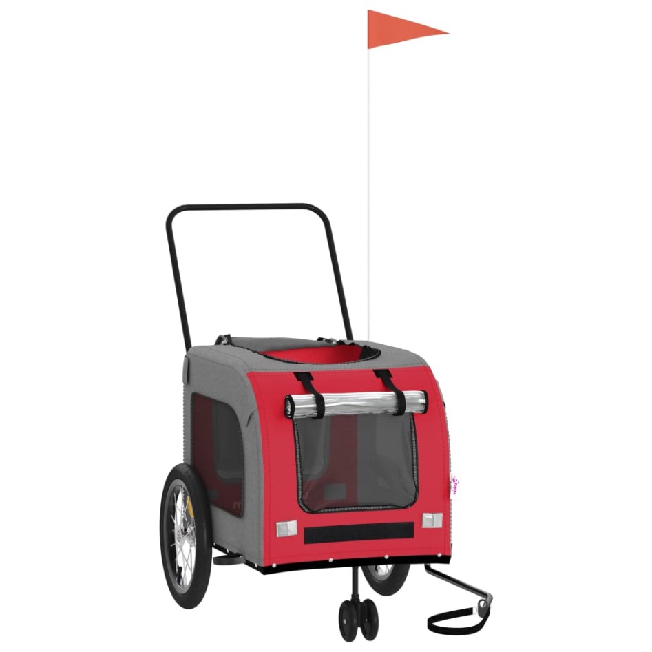 Remolque de bicicleta mascotas hierro tela Oxford rojo