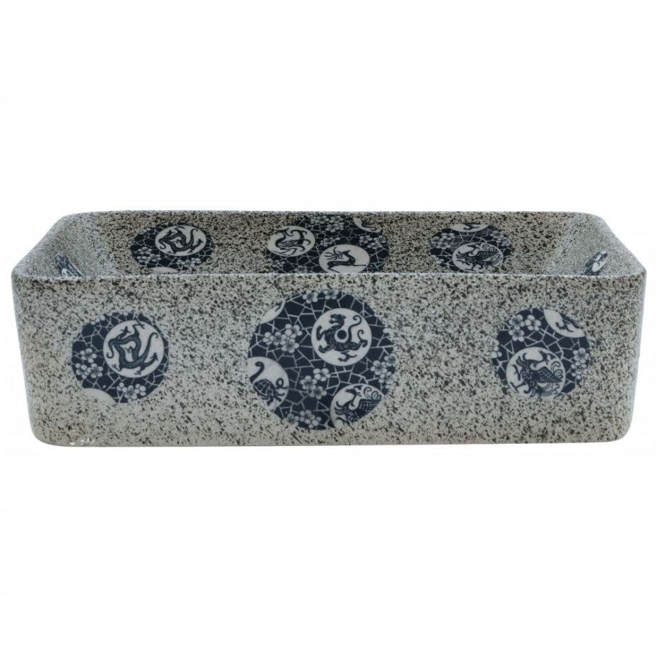 Lavabo de encimera rectangular cerámica multicolor