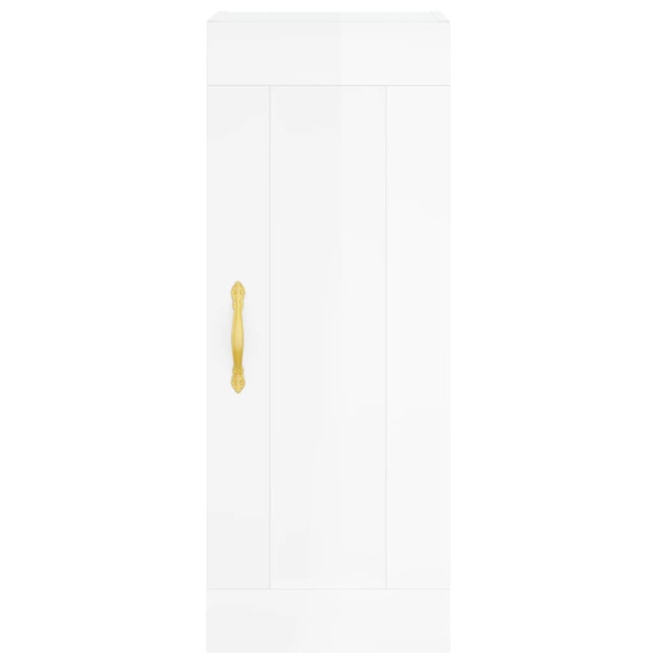 Aparador alto madera contrachapada blanco brillo 34,5x34x180