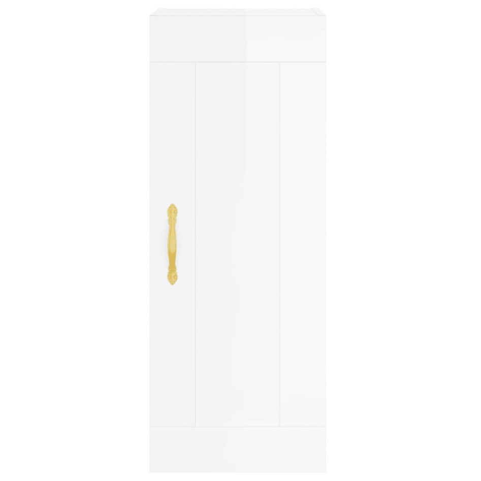 Aparador alto madera contrachapada blanco brillo 34,5x34x180