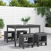Juego de comedor de jardín 5 piezas madera maciza pino gris