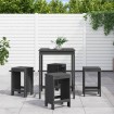 Set de mesa y taburetes altos jardín 5 piezas madera pino gris