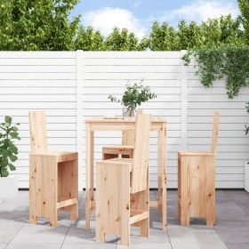 Set de mesa y taburetes altos jardín 5 pzas madera maciza