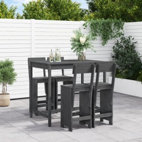 Set de mesa y taburetes altos jardín 5 piezas madera pino