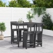 Set de mesa y taburetes altos jardín 5 piezas madera pino gris