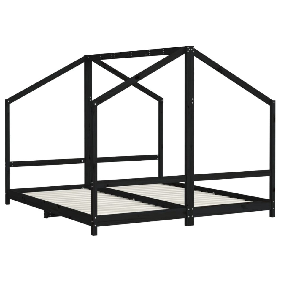 Estructura de cama para niños madera pino negro 2x(90x200)