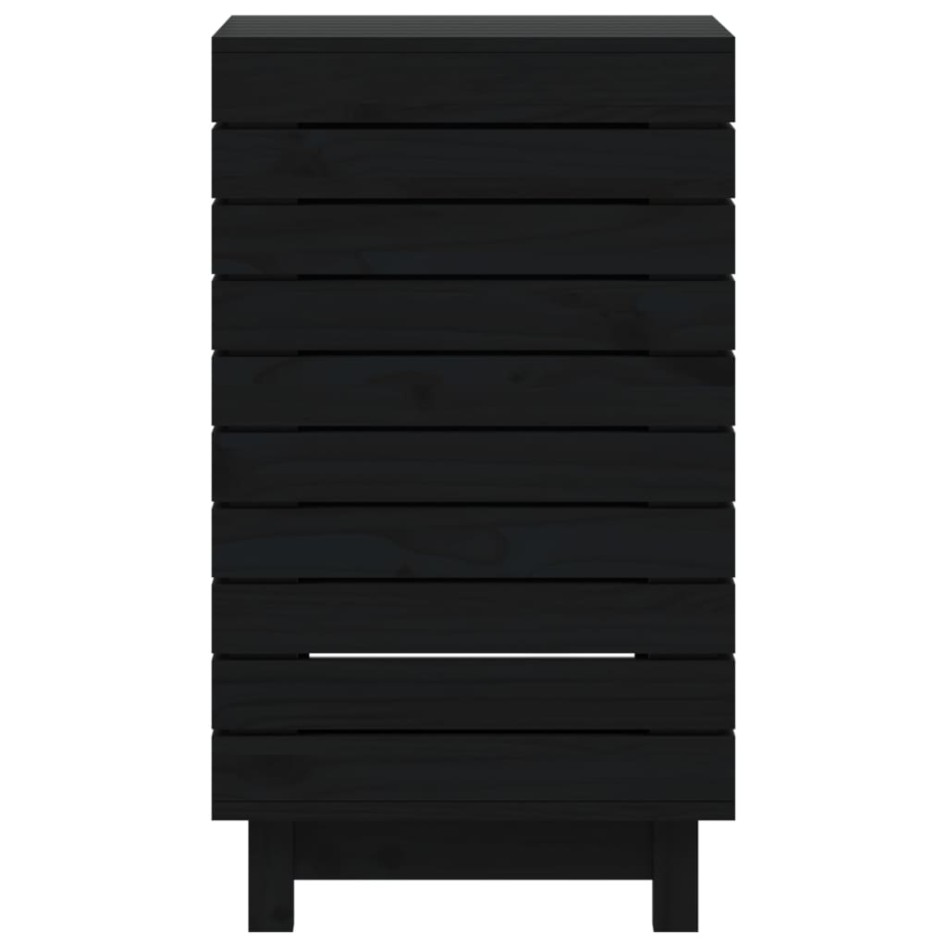 Cesto para la ropa sucia madera maciza pino negro 44x44x76