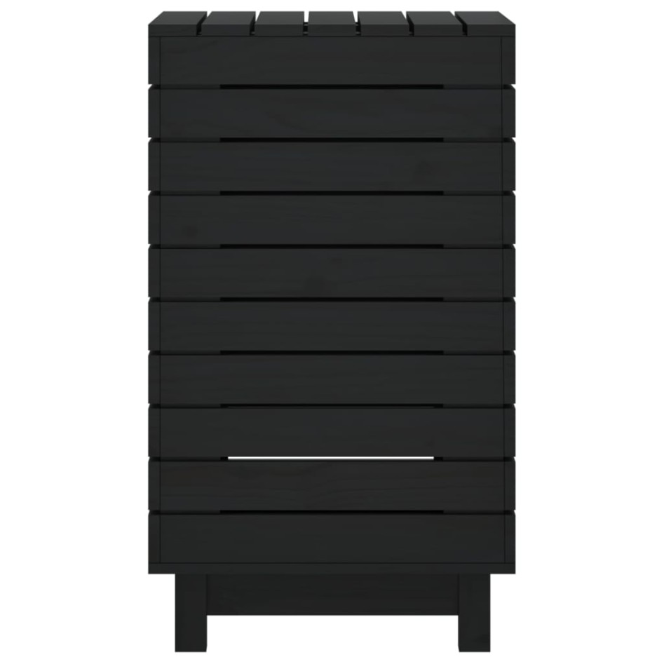 Cesto para la ropa sucia madera maciza pino negro 44x44x76
