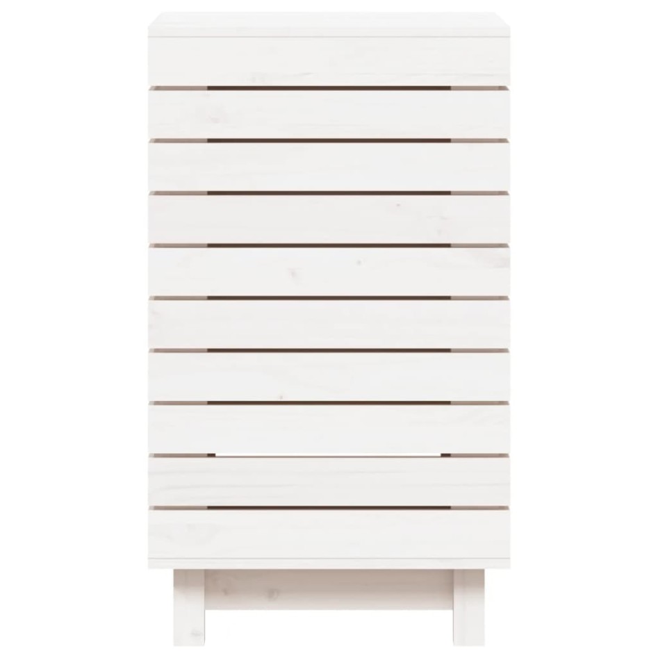 Cesto para la ropa sucia madera maciza pino blanco 44x44x76