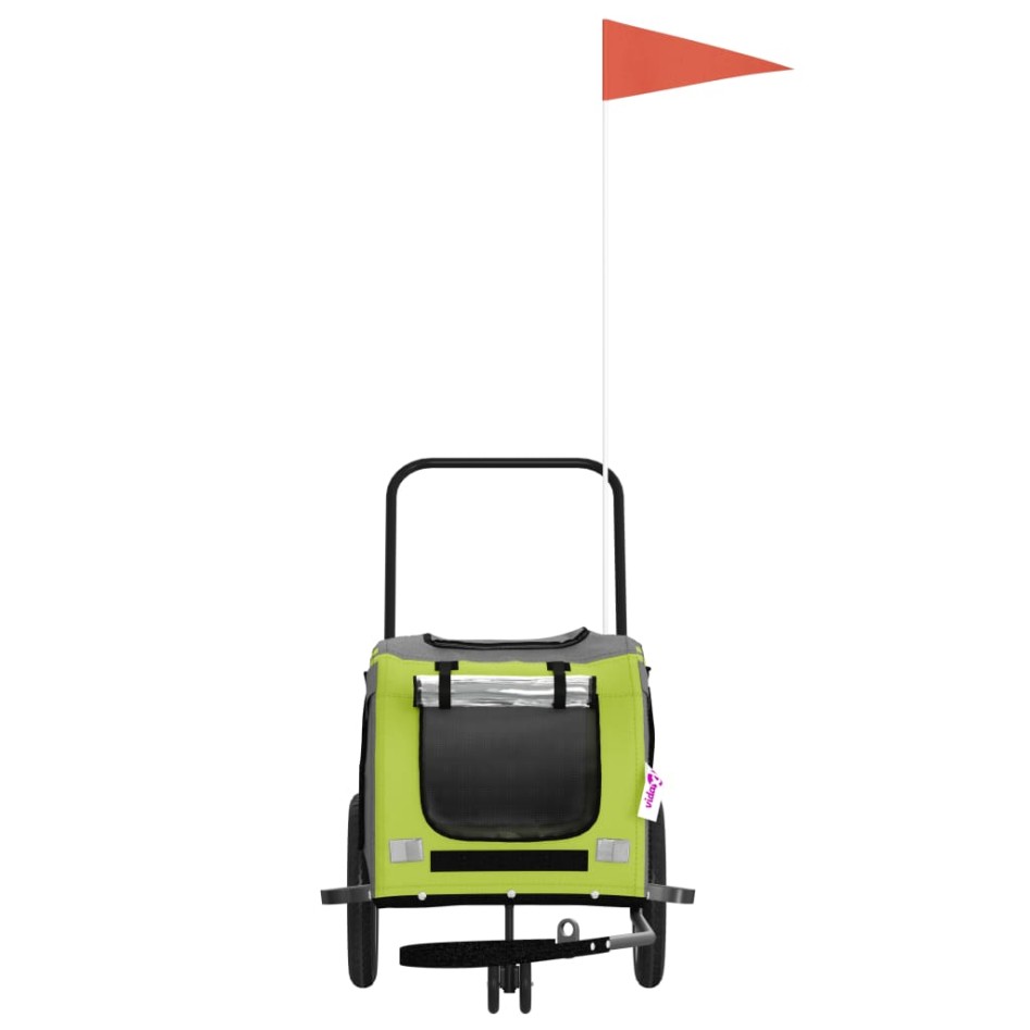 Remolque de bicicleta mascotas hierro tela Oxford verde