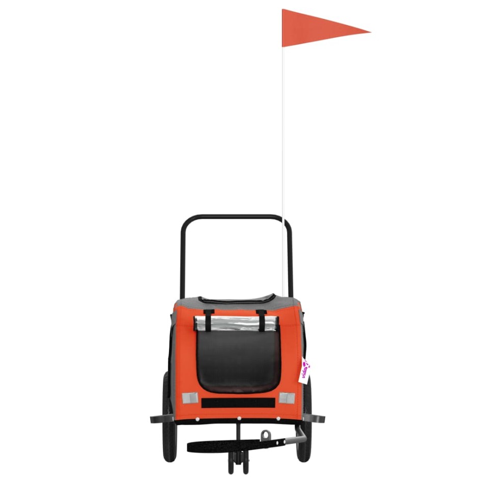 Remolque de bicicleta mascotas hierro tela Oxford naranja