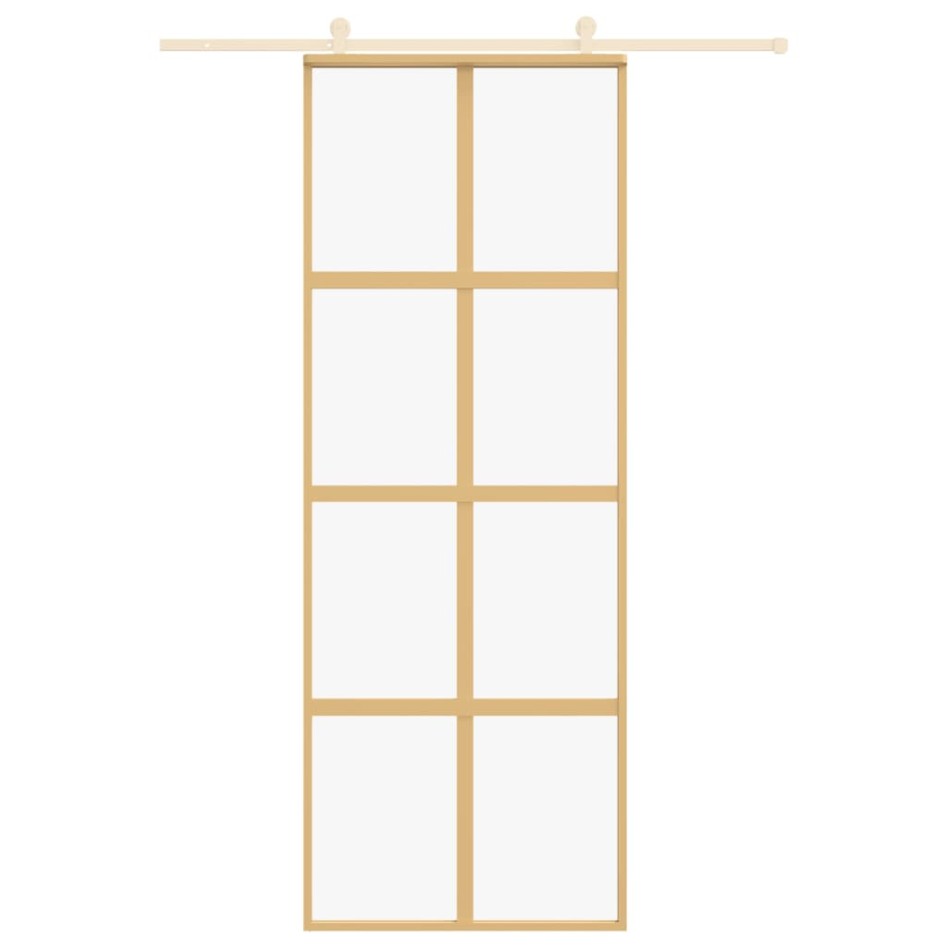 Puerta corredera dorada de vidrio ESG transparente y
