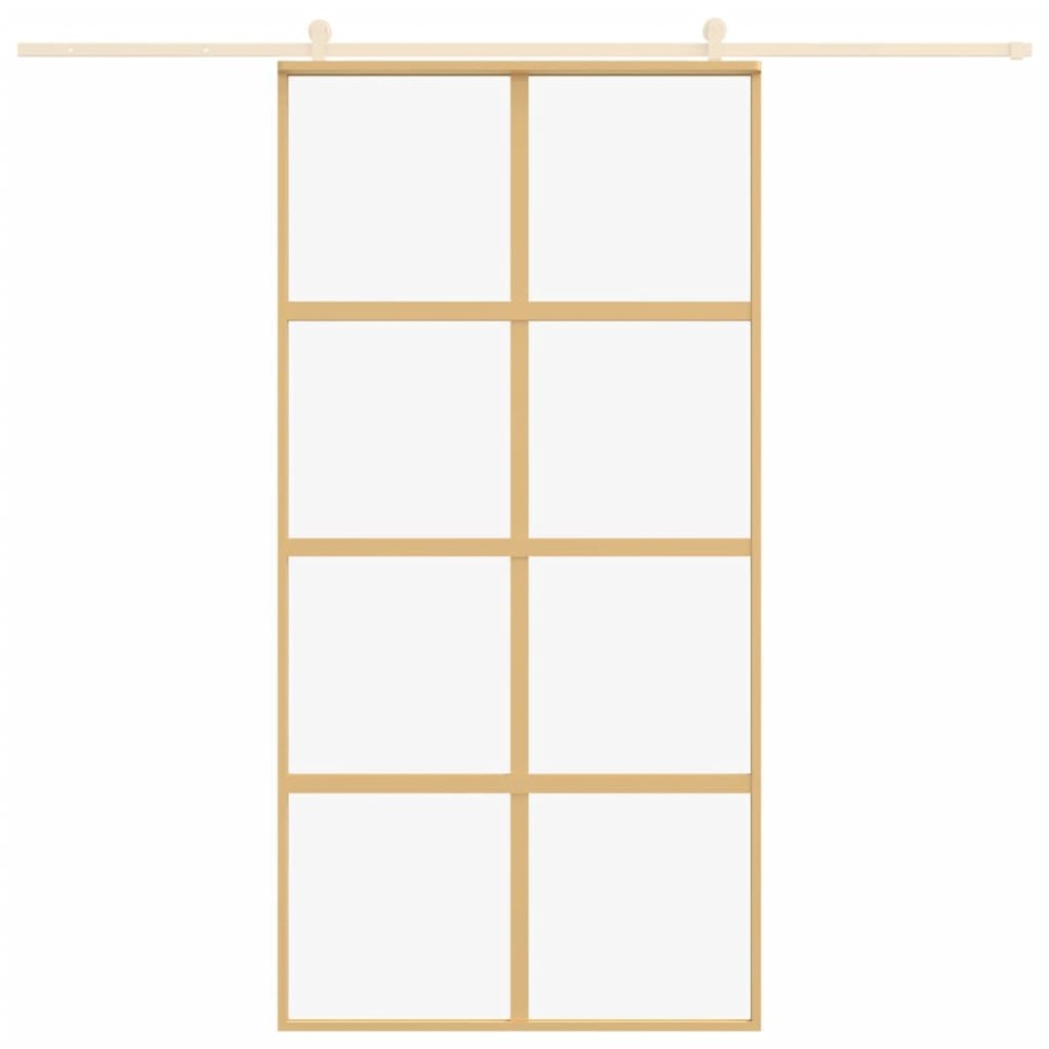Puerta corredera dorada de vidrio ESG transparente y