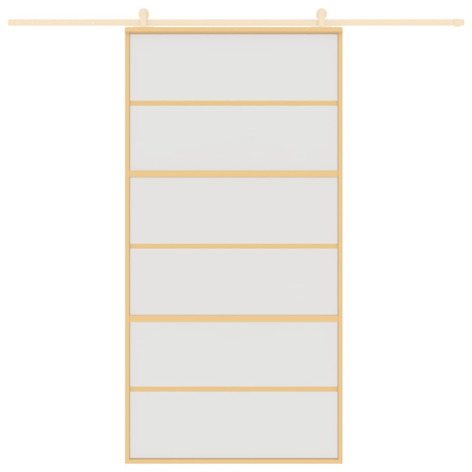 Puerta corredera dorada de vidrio ESG esmerilado y