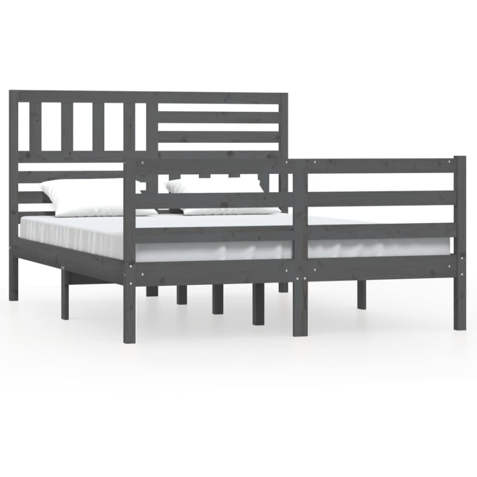 Estructura de cama de madera maciza gris 160x200