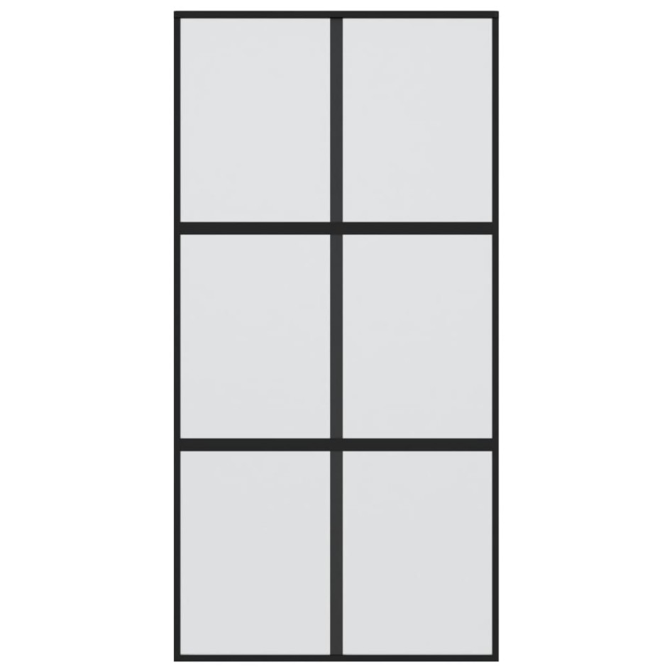 Puerta corredera vidrio templado y aluminio negra 102,5x205