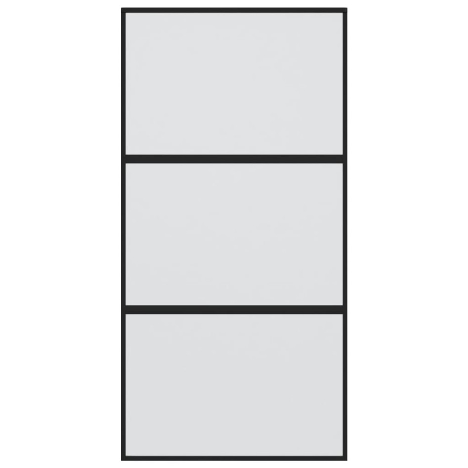 Puerta corredera vidrio templado y aluminio negra 102,5x205