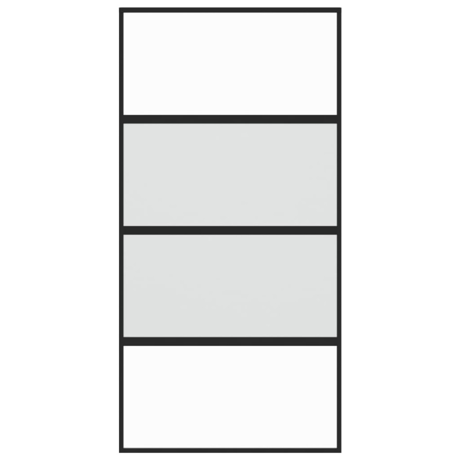 Puerta corredera vidrio templado y aluminio negra 102,5x205