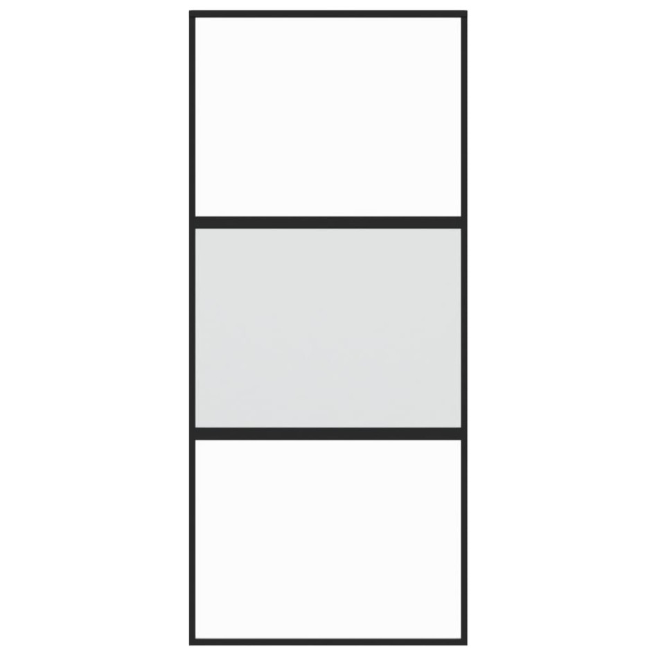 Puerta corredera vidrio templado y aluminio negra 90x205