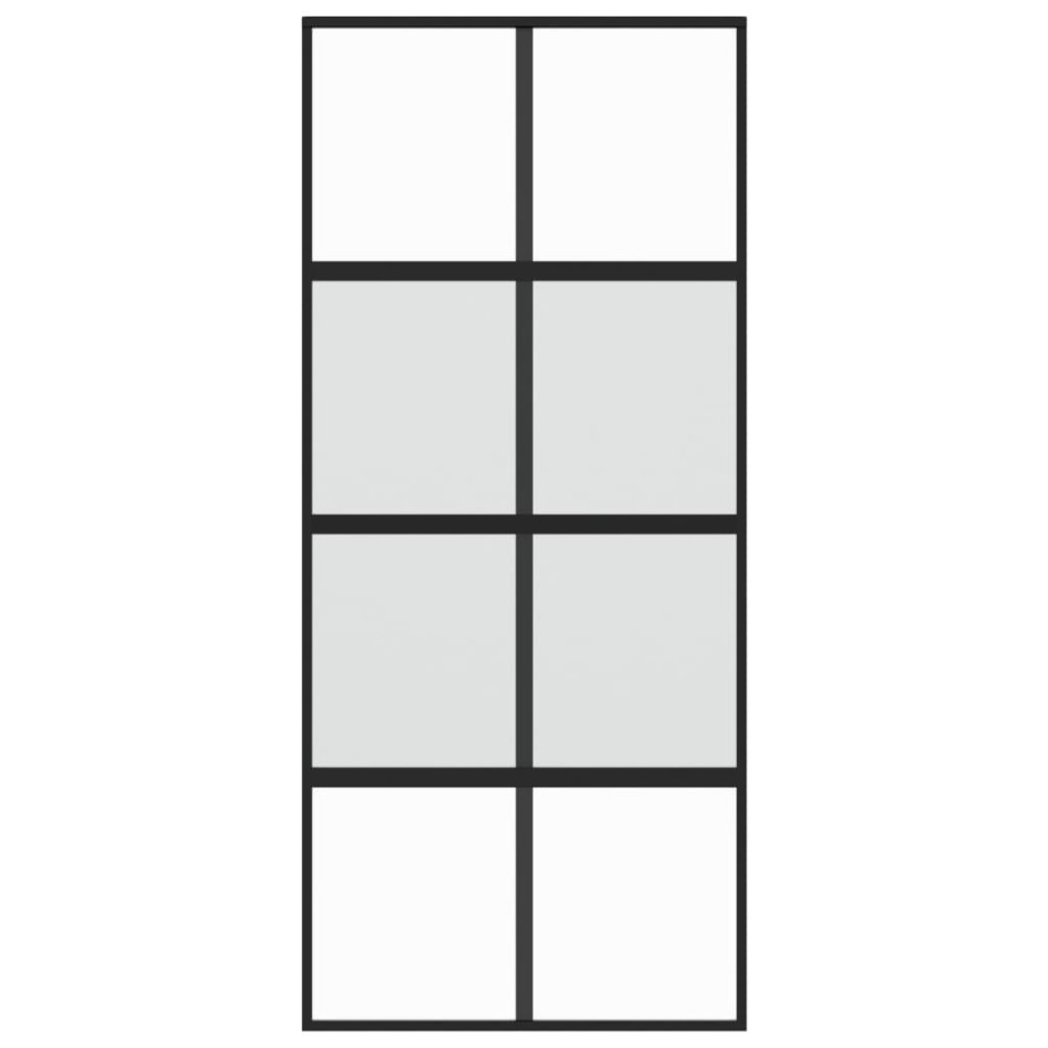 Puerta corredera vidrio templado y aluminio negra 90x205